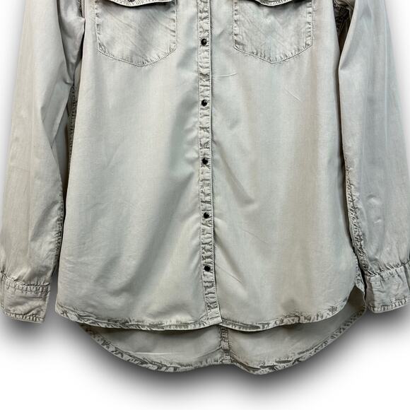 California Moonrise Faded Wash Gray Pearl Snap Shirt Long Sleeve Size Large - Picture 3 of 5